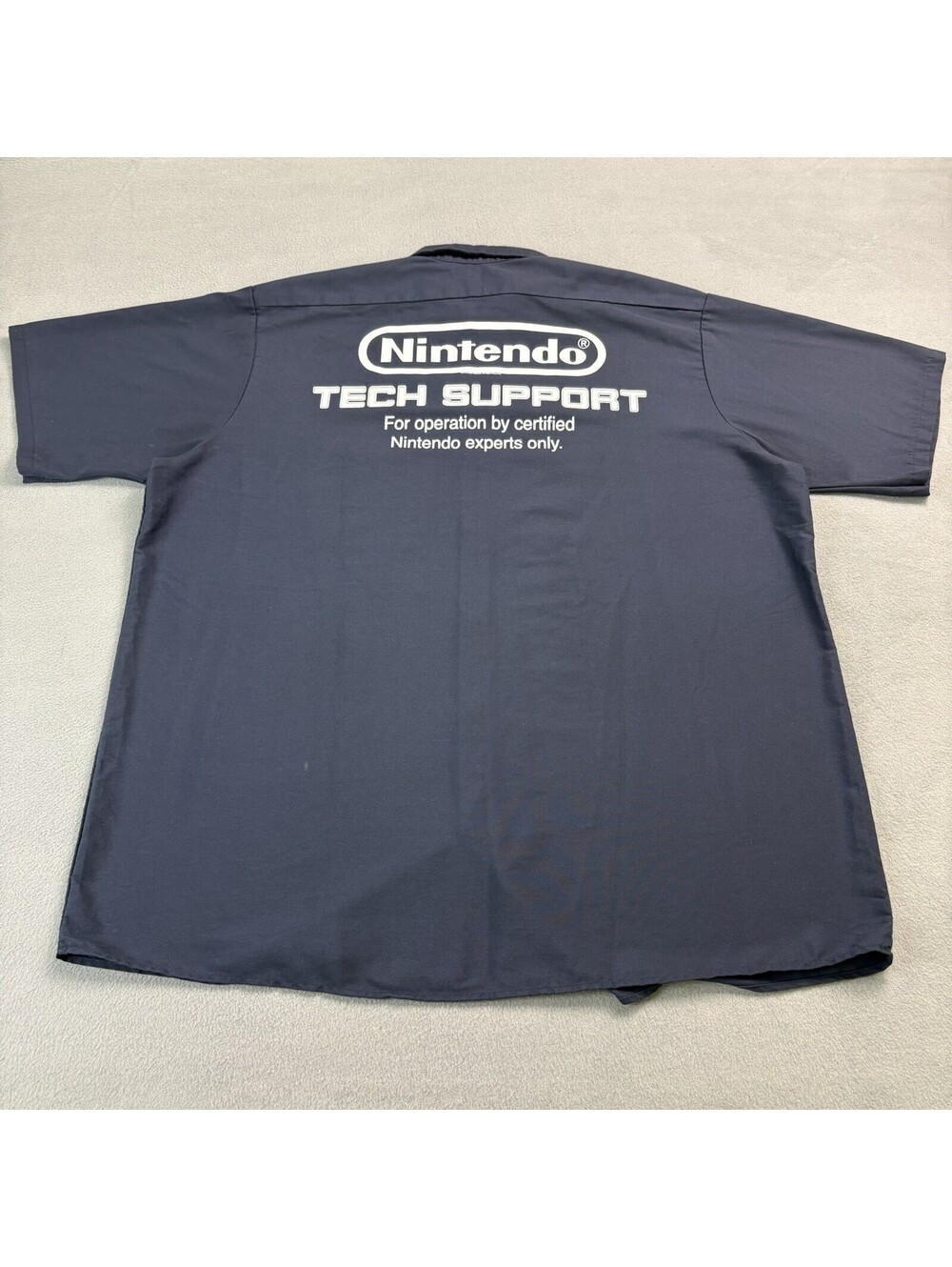 Vintage 2003 Nintendo Tech Support Button Up Mechanic Shirt Size XL Video Game